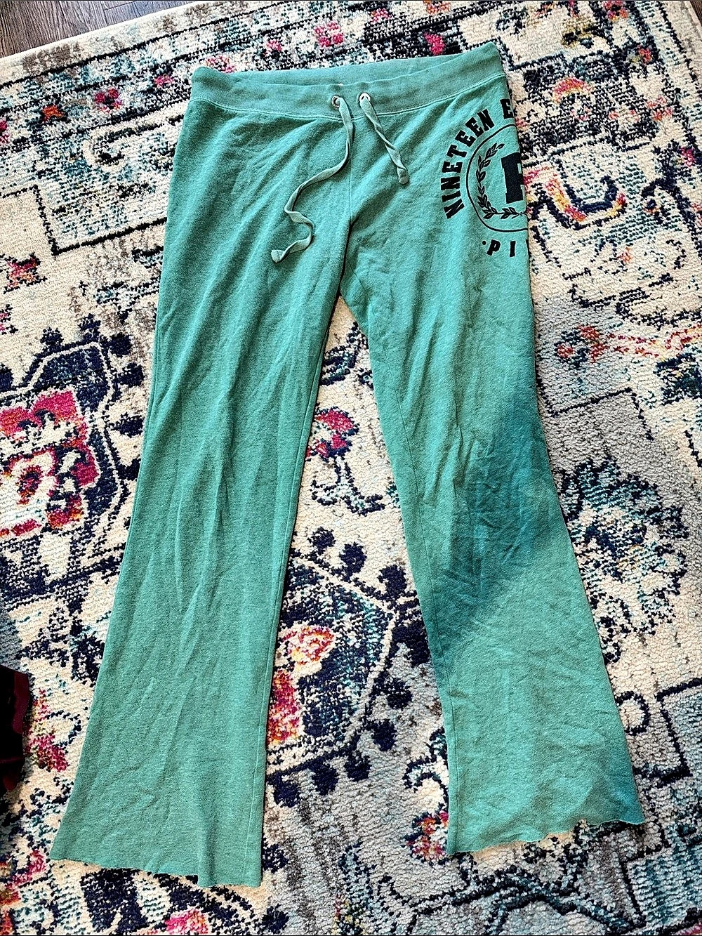 Y2K PINK Flare Lounge Pants in Green Size Medium